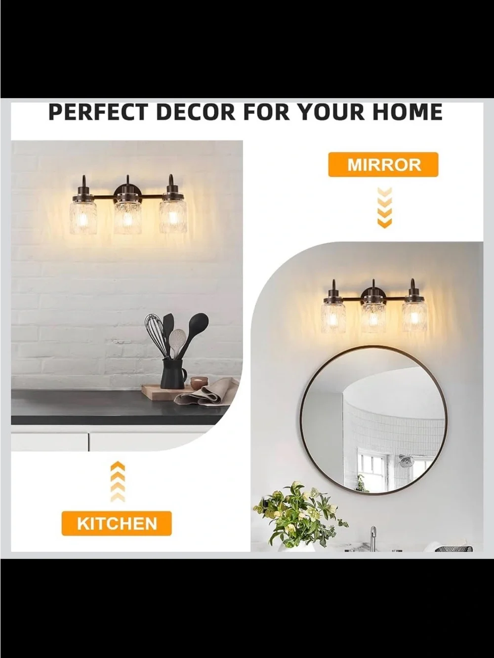 3-Light Hammered Glass Bathroom Vanity Light - Oil Rubbed Bronze - New in Box